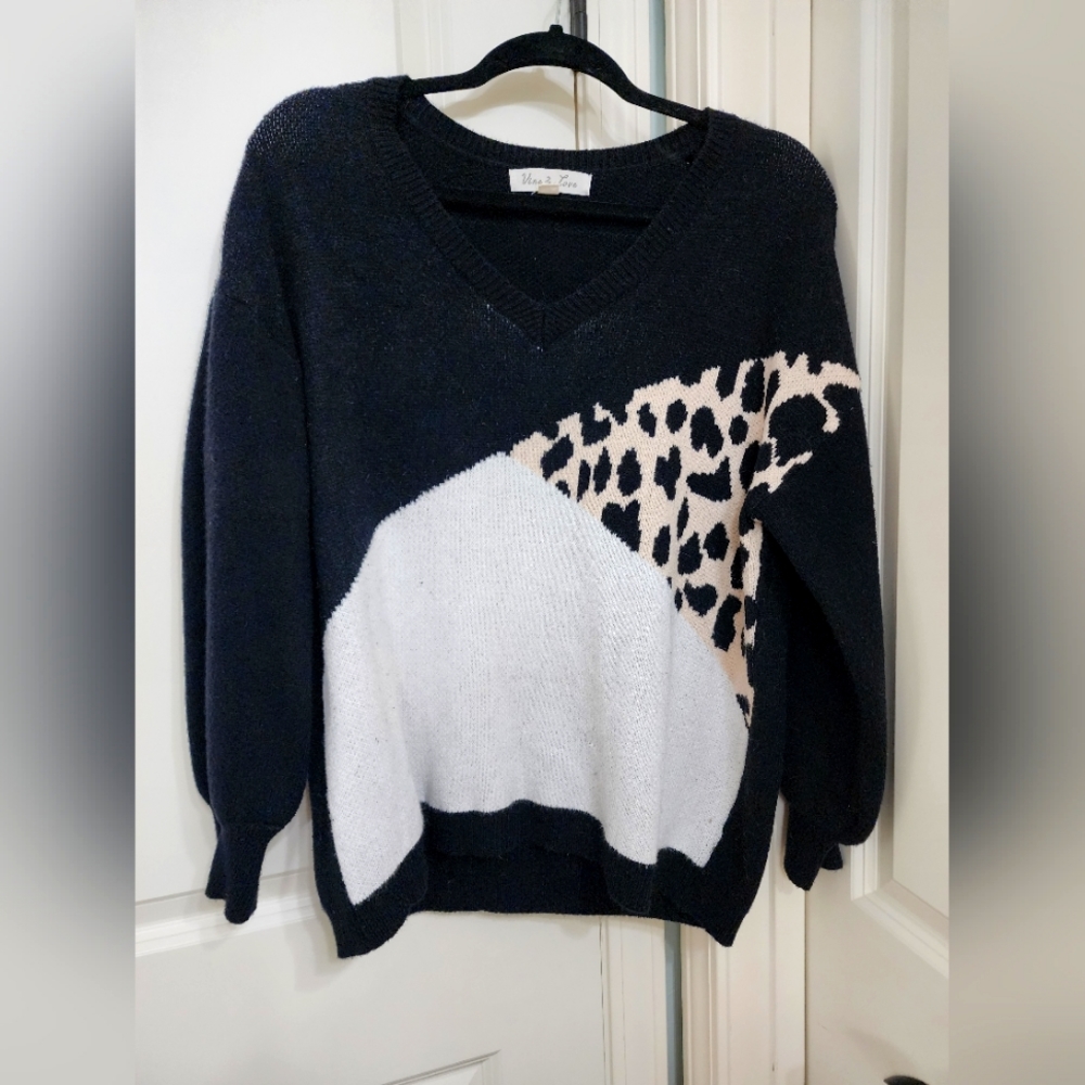Women's Colorblock Cheetah Sweater